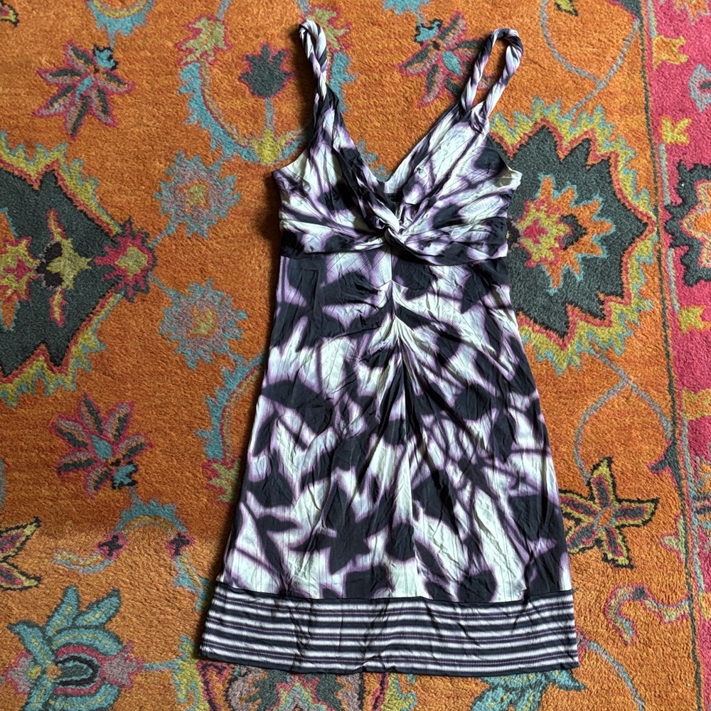 BCBGMaxAzria Black and White Patterned Mini Dress